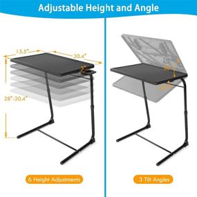 img 2 attached to LORYERGO TV Tray: Adjustable Folding Table with Multiple Heights & Tilt Angles, Cup Holder, Ideal for Eating, Working & Relaxing on Couch and Bed