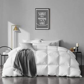 img 4 attached to 🛏️ Hypoallergenic APSMILE Organic Cotton Goose Feather Down Comforter - Queen Size Duvet Insert, All Season Medium Warmth, Ivory White (90x90)