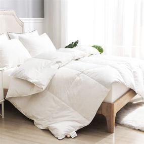 img 3 attached to 🛏️ Hypoallergenic APSMILE Organic Cotton Goose Feather Down Comforter - Queen Size Duvet Insert, All Season Medium Warmth, Ivory White (90x90)