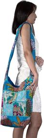 img 2 attached to Chic Boho Floral Hobo Shoulder Bag: Tribe Azure Women's Fashion Monk Canvas Sling Tote Handbag, Perfect for Summer Crossbody Style