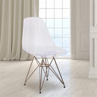 stylish and sturdy set of 2 flash furniture elon series ghost chairs with elegant gold metal base logo