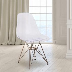 img 4 attached to Стильная и прочная пара стульев Flash Furniture серии Elon с изящной золотой металлической основой.