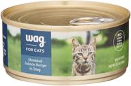 🐱 wag wet cat food: shredded salmon recipe in gravy - 24 pack, 5.5 oz cans on amazon логотип