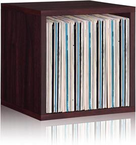 img 4 attached to 🎶 Куб для хранения виниловых пластинок Way Basics Vinyl Record Storage Blox - Espresso: Организуйте и храните 65-70 LP-пластинок без использования инструментов, изготовлен из устойчивого экологически чистого картонa zBoard.