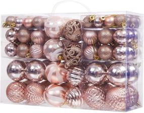 img 4 attached to 100PCS Shatterproof Christmas Ball Ornaments - Glittery Rose Gold Seasonal Decorations for Xmas, Holiday, Party - Hanging Baubles Decor Set