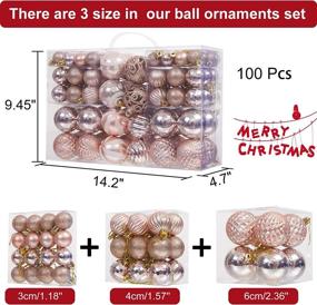 img 3 attached to 100PCS Shatterproof Christmas Ball Ornaments - Glittery Rose Gold Seasonal Decorations for Xmas, Holiday, Party - Hanging Baubles Decor Set