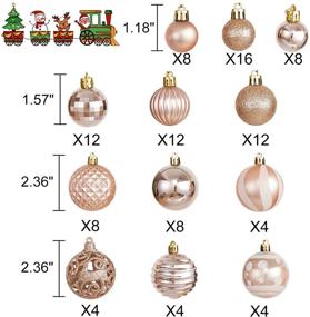 img 2 attached to 100PCS Shatterproof Christmas Ball Ornaments - Glittery Rose Gold Seasonal Decorations for Xmas, Holiday, Party - Hanging Baubles Decor Set