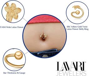 img 1 attached to 🌸 Exquisite 16 Gauge 10K Yellow Gold Lotus Flower Women's Twist Belly Ring - Lavari Jewelers