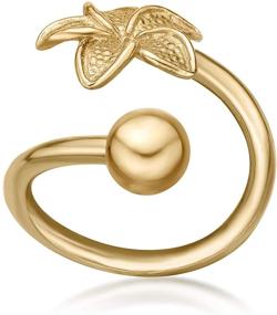 img 2 attached to 🌸 Exquisite 16 Gauge 10K Yellow Gold Lotus Flower Women's Twist Belly Ring - Lavari Jewelers