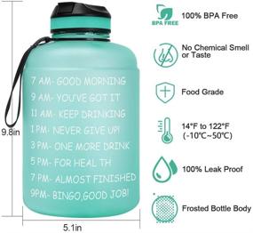 img 3 attached to 🍶 Opard 64 oz/Half Gallon Motivational Water Bottle with Time Marker & Straw BPA-Free Leakproof Tritan Frosted Plastic 2L Water Bottle (Cyan)