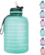 🍶 opard 64 oz/half gallon motivational water bottle with time marker & straw bpa-free leakproof tritan frosted plastic 2l water bottle (cyan) logo