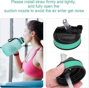img 1 attached to 🍶 Opard 64 oz/Half Gallon Motivational Water Bottle with Time Marker & Straw BPA-Free Leakproof Tritan Frosted Plastic 2L Water Bottle (Cyan)