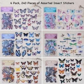 img 2 attached to 🦋 Knaid Butterfly Dragonfly Insects Stickers Set - 240 Pieces of PET Transparent Waterproof Decorative Decals for Crafts, Scrapbooking, Journaling, & More