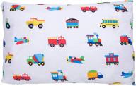 🛏️ soft breathable microfiber pillow case for kids by wildkin - 20x30 inches - fits standard pillow - bpa-free, olive kids (trains, planes and trucks) logo