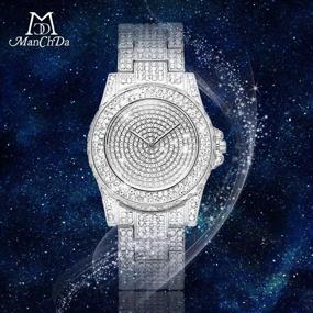 img 3 attached to 💎 Часы ManChDa Luxury Ladies: сверкающее украшение с кварцевым механизмом и кристаллами из стекла - изысканные наручные часы из нержавеющей стали, украшенные фулловыми бриллиантами для женщин.