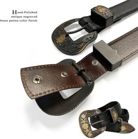 img 3 attached to 🤠 Timeless Western Style: Authentic Scalloped Genuine Leather Men's Belts and Accessories