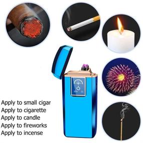 img 3 attached to 🔥 USB Rechargeable Dual Arc Lighter with LED Display - Windproof Plasma Flameless Electronic Lighter for Cigarettes, Candles, and Fireworks (Blue)