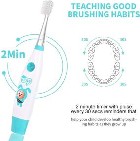 img 2 attached to 🦷 Gabbay Kids Toothbrush - Sonic Electric Toothbrush for Kids; Battery Powered, Soft Toothbrush with LED Light, Smart Timer; Waterproof & Replaceable (Blue)