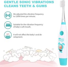 img 1 attached to 🦷 Gabbay Kids Toothbrush - Sonic Electric Toothbrush for Kids; Battery Powered, Soft Toothbrush with LED Light, Smart Timer; Waterproof & Replaceable (Blue)