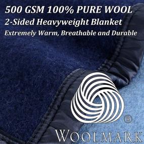 img 1 attached to Poyet Motte Aubisque Full/Queen 🔵 Size Navy/Blue Heavyweight Wool Blanket - 500GSM