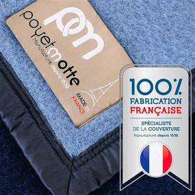 img 2 attached to Poyet Motte Aubisque Full/Queen 🔵 Size Navy/Blue Heavyweight Wool Blanket - 500GSM