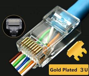 img 1 attached to Коннектор RJ45 CAT5 CAT5e 50 штук - Премиум коннектор Ethernet 8P8C с золотистым покрытием для прохода пучка модульных штекеров