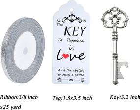 img 3 attached to Vintage Skeleton Key Bottle Opener Set - 52pcs Party Favors, Wedding Guest Souvenirs, with Thank You Tags & French Ribbon (Antique Silver) - Makhry