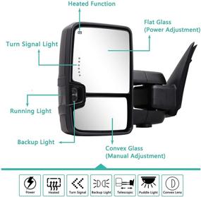 img 3 attached to Towing Mirrors Heated Running Extendable