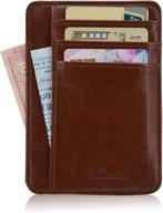 👜 acdream front pocket wallet rfid blocking: slim minimalist leather credit card holder with id window, brown logo