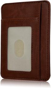 img 1 attached to 👜 ACdream Front Pocket Wallet RFID Blocking: Slim Minimalist Leather Credit Card Holder with ID Window, Brown