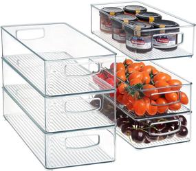 img 4 attached to 🗄️ 6-Piece Stackable Refrigerator Organizer Bins Set (3 Large & 3 Medium Sizes) - Clear Plastic Fridge Organizers for Kitchen, Freezer, Countertops, Cabinets - Pantry Food Storage Rack