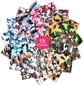 img 3 attached to 👕 KINGSOW Heat Transfer Vinyl Bundle: 15 Pack Camouflage Pattern Multicolor HTV Camo Print Iron-on Sheets for Cricut Machine - Perfect for T-Shirts!