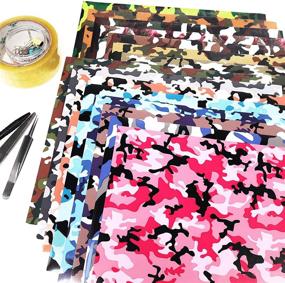 img 1 attached to 👕 KINGSOW Heat Transfer Vinyl Bundle: 15 Pack Camouflage Pattern Multicolor HTV Camo Print Iron-on Sheets for Cricut Machine - Perfect for T-Shirts!