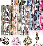 👕 kingsow heat transfer vinyl bundle: 15 pack camouflage pattern multicolor htv camo print iron-on sheets for cricut machine - perfect for t-shirts! logo