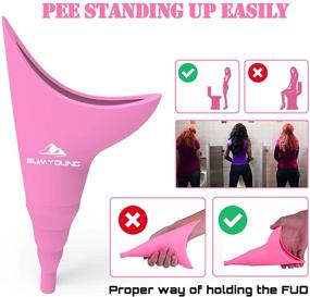 img 3 attached to 🚺 Reusable Silicone Female Urinal - Portable Women Pee Funnel for Standing Peeing, Compact Design for Car Travel, Camping, Hiking - with Drawstring Bag and Carabiner