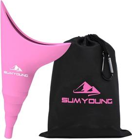 img 4 attached to 🚺 Reusable Silicone Female Urinal - Portable Women Pee Funnel for Standing Peeing, Compact Design for Car Travel, Camping, Hiking - with Drawstring Bag and Carabiner