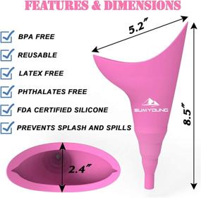 img 1 attached to 🚺 Reusable Silicone Female Urinal - Portable Women Pee Funnel for Standing Peeing, Compact Design for Car Travel, Camping, Hiking - with Drawstring Bag and Carabiner