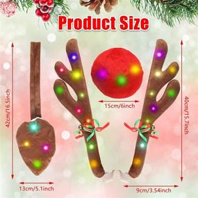 img 3 attached to 🦌 Reindeer Antlers for Cars, Christmas Car Antler Kit with LED Lights, Reindeer Car Decor Kit: Antlers, Nose, Tail, Top & Grille, Rudolph Reindeer Jingle Bell Christmas Car Decorations