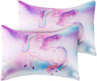 🦄 nidoul toddler pillowcases: 2 pack unicorn pillow cases, 14"x19" for 13"x18", 12"x16" pillows - soft satin cover for home and travel logo