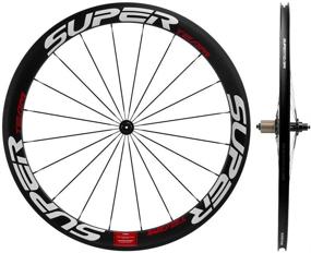 img 1 attached to High-Performance Superteam 50mm Clincher Wheelset | 700c | Racing Road Carbon Wheels | 23mm Width | White and Red Decal