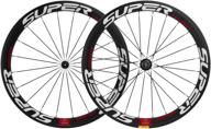 high-performance superteam 50mm clincher wheelset | 700c | racing road carbon wheels | 23mm width | white and red decal logo