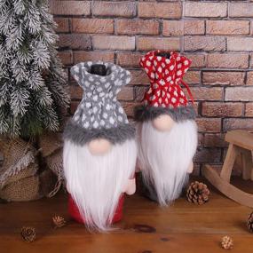 img 2 attached to 🎅 VIAME 2pcs Christmas Gnome Wine Bottle Cover Set: Santa Swedish Holiday Decoration Holder Bag Drawstring – Handmade Faux Fur Felt Xmas Kitchen Table Decoration