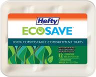 🌿 экологически чистые 5-разделочные бумажные лотки hefty ecosave для компостирования, 12 штук. логотип