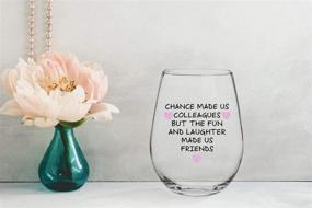 img 1 attached to Work Bestie BFF Gift - Perfect Leaving or Going Away Present for Men and Women - 15 oz Stemless Wine Glass - Chance Made Us Colleagues