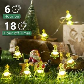 img 2 attached to 🔌 Christmas Tree Shaped String Lights - 6.56ft 20 LED Battery Powered Fairy Lights with Timer, Warm White Christmas Trees String Lights on Silver Wire for Christmas Tree Window Home Decor