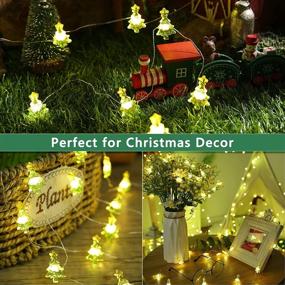 img 1 attached to 🔌 Christmas Tree Shaped String Lights - 6.56ft 20 LED Battery Powered Fairy Lights with Timer, Warm White Christmas Trees String Lights on Silver Wire for Christmas Tree Window Home Decor