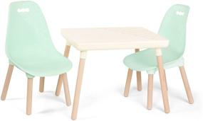 img 4 attached to B. spaces by Battat Kids Furniture Set: Craft Table & 2 Chairs with Natural Wooden Legs in Ivory and Mint - Perfect for Kids Room