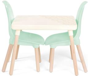 img 3 attached to B. spaces by Battat Kids Furniture Set: Craft Table & 2 Chairs with Natural Wooden Legs in Ivory and Mint - Perfect for Kids Room