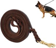 braided leather dog leash - 6/8/10ft length for strong medium to large dogs - heavy duty training leash (10ft) logo