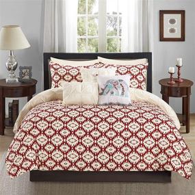 img 3 attached to 🐘 Chic Home 10 Piece Yael Pleated Pintuck and Aztec Inspired Printed Reversible Queen Comforter Set Beige with Elephant Embroidered Pillow - Complete Bedding Solution